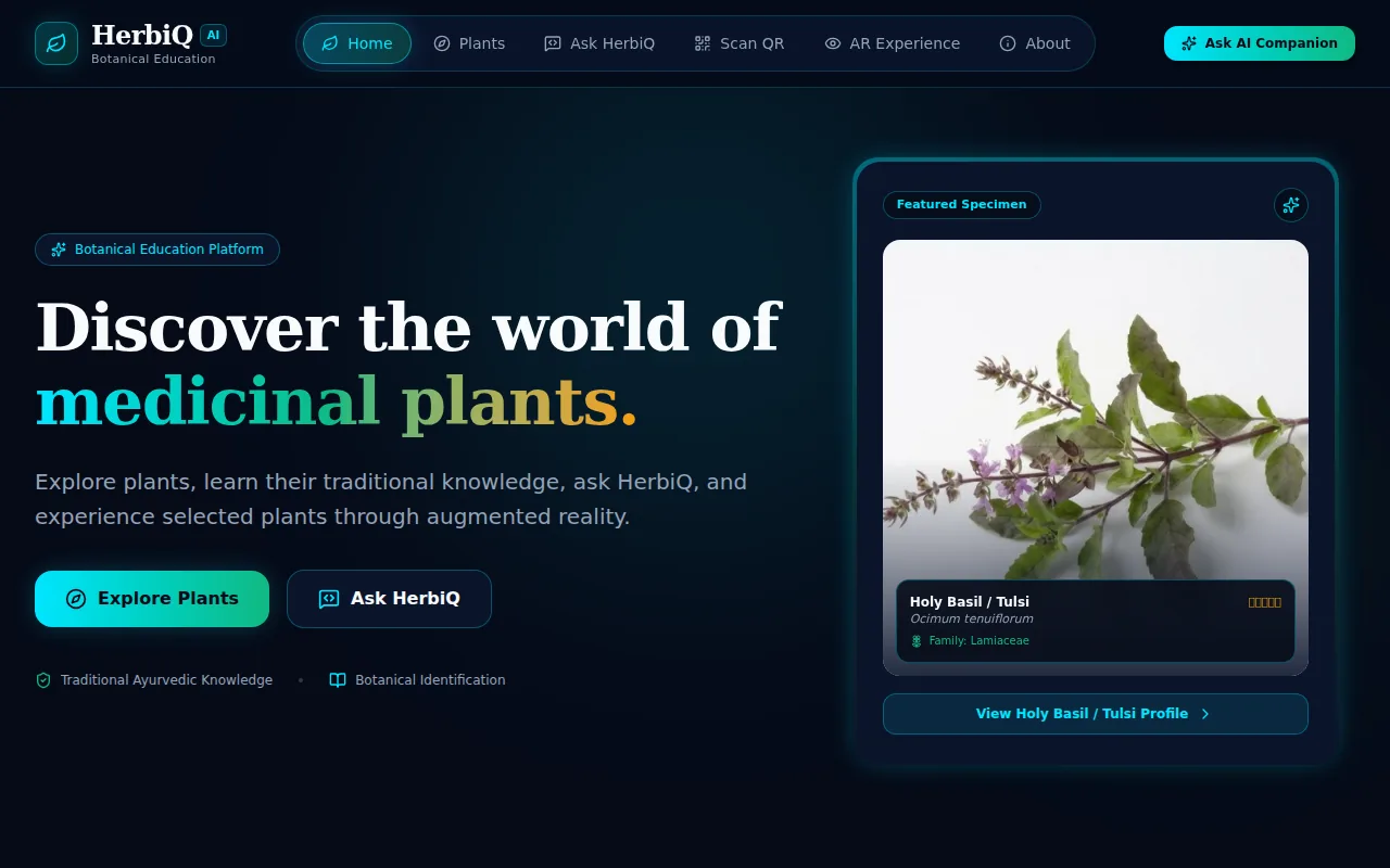 HerbiQ visitor website plant explorer